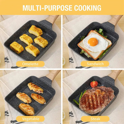 Nonstick Tamagoyaki Pan Japanese Omelette Egg Pan Rectangular Egg Roll Pan with Detachable Anti Scalding Handle for All Stove