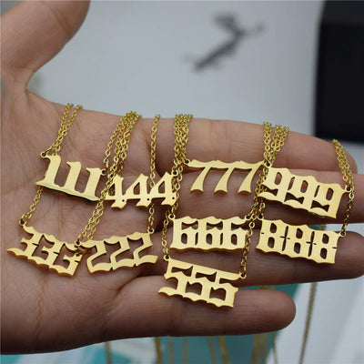 New Trendy Fashion Alloy Gold Color Lucky Angel Numbers Wish 777 Pendant Necklace for Women Girl Gift Birthday Jewelry Dropship