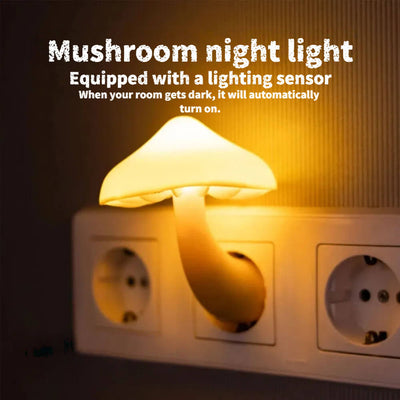 LED Night light Mushroom Wall lamp Socket Type Eu, Us Plug 220V light Sensor Bedroom, Home Decor, lovely Atmosphere lighting
