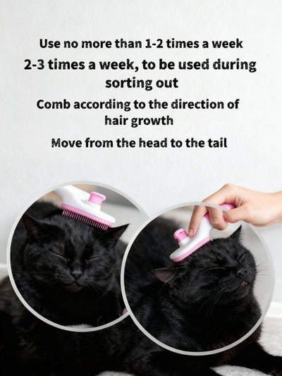 One-Click Pet Hair Removal Comb for Effortless Grooming of Dogs and Cats - Float Hair Removal Slicker Brush with Automatic Funct