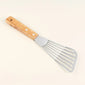 1PC Stainless Steel Fish Frying Shovel with Wooden Handle Fan-shaped Shovel Household High-temperature Frying Shovel
