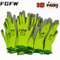 10 Pairs PU Coated Work Gloves - Lightweight, Durable Safety Gloves EN 388/ISO20471 Certified, Sizes S/M/L/XL