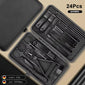 8/12/15/20/24pcs black Nail clipper set Pedicure knife Stainless steel Nail beauty tool Nail Care Trimmer Portable travel box