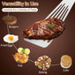 1PC Stainless Steel Fish Frying Shovel with Wooden Handle Fan-shaped Shovel Household High-temperature Frying Shovel