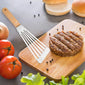1PC Stainless Steel Fish Frying Shovel with Wooden Handle Fan-shaped Shovel Household High-temperature Frying Shovel
