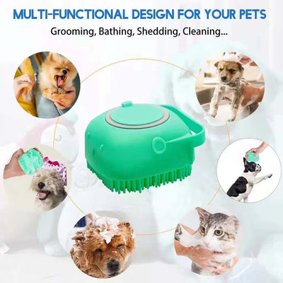 Silicone Dog Bath Massage Gloves Brush Pet Cat Bathroom Cleaning Tool Comb Brush For Dog Can Pour Shampoo Dog Grooming Supplies