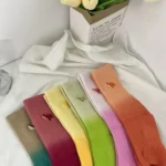 Trendy Tie-Dye Candy Crew Socks (W Embroidery) - Image 15