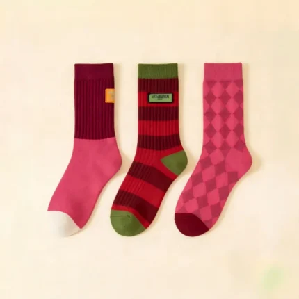 Trendy Rose Pink Crew Socks