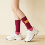 Trendy Rose Pink Crew Socks - Image 2
