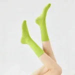 Neon Green Premium Cotton Crew Socks - Image 2