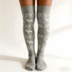 Christmas Snowflake Reindeer Knit High Socks - Image 6