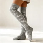 Christmas Snowflake Reindeer Knit High Socks - Image 4