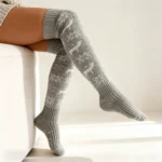 Christmas Snowflake Reindeer Knit High Socks - Image 3