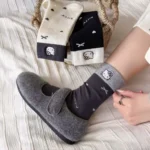 Cute Cat Embroidery Wool Mid-Calf Socks - Image 12