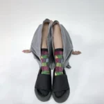 Retro Color Block Checkered Cotton Socks - Image 10