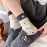 Cute Cat Embroidery Wool Mid-Calf Socks - Image 5