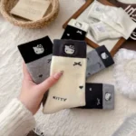 Cute Cat Embroidery Wool Mid-Calf Socks - Image 16