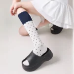 Korean Cute Polka Dot Color Block Slouch Socks - Image 7