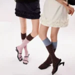 Korean Cute Polka Dot Color Block Slouch Socks - Image 3