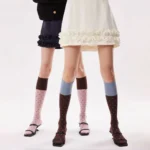 Korean Cute Polka Dot Color Block Slouch Socks - Image 2