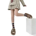 Retro Color Block Checkered Cotton Socks - Image 8