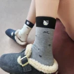 Cute Cat Embroidery Wool Mid-Calf Socks - Image 10