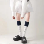 Korean Cute Polka Dot Color Block Slouch Socks - Image 15
