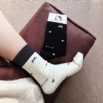 Cute Cat Embroidery Wool Mid-Calf Socks - Image 4