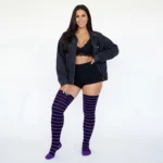 Black Purple Full Stripe™ Knee-High Socks - Image 8