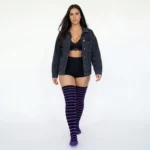 Black Purple Full Stripe™ Knee-High Socks - Image 9
