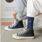 Retro Color Block Checkered Cotton Socks - Image 6