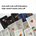 Retro Color Block Checkered Cotton Socks - Image 17