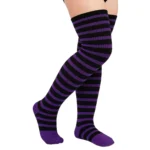 Black Purple Full Stripe™ Knee-High Socks - Image 4