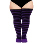 Black Purple Full Stripe™ Knee-High Socks - Image 3