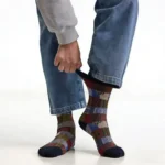 Retro Color Block Checkered Cotton Socks - Image 8