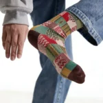 Retro Color Block Checkered Cotton Socks - Image 2
