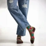 Retro Color Block Checkered Cotton Socks - Image 4