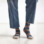 Retro Color Block Checkered Cotton Socks - Image 5