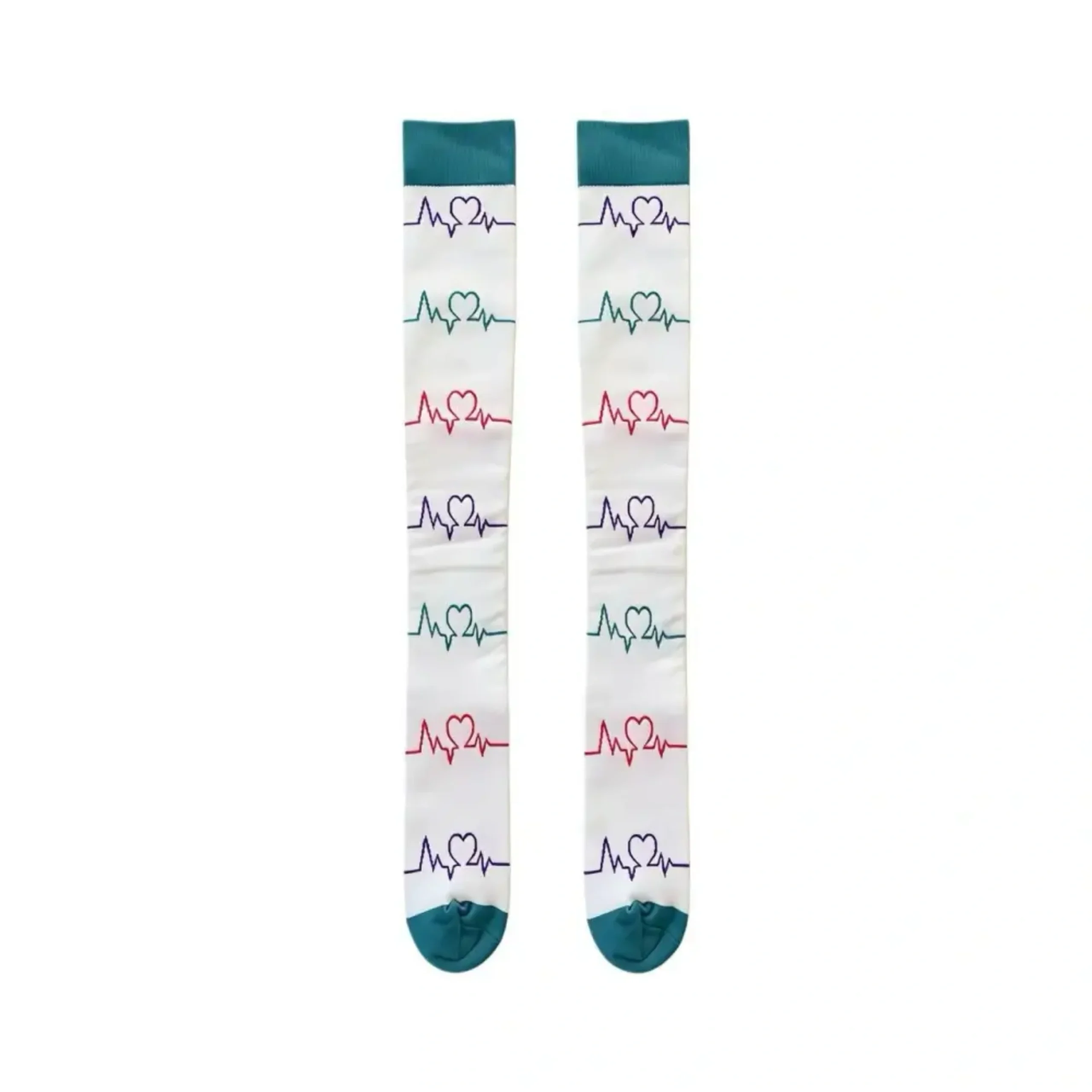主图 White EKG Knee-High Socks - Image 1
