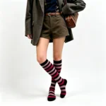 Rose Pink 4-Stripe Crew Socks - Image 2