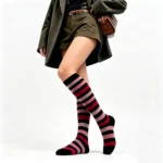 Rose Pink 4-Stripe Crew Socks - Image 7