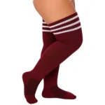 Burgundy & White Stripes Relax Stretch™ Socks - Image 4