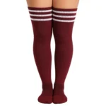 Burgundy & White Stripes Relax Stretch™ Socks - Image 2