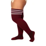 Burgundy & White Stripes Relax Stretch™ Socks - Image 3
