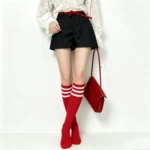 Red 3-Stripe Knee High Socks - Image 5