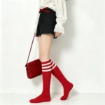 Red 3-Stripe Knee High Socks - Image 3