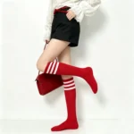 Red 3-Stripe Knee High Socks - Image 6