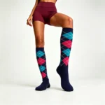 Blue Argyle Crew Socks - Image 5