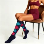 Blue Argyle Crew Socks - Image 7