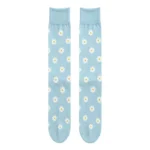 Blue & White Floral Knee-High Socks